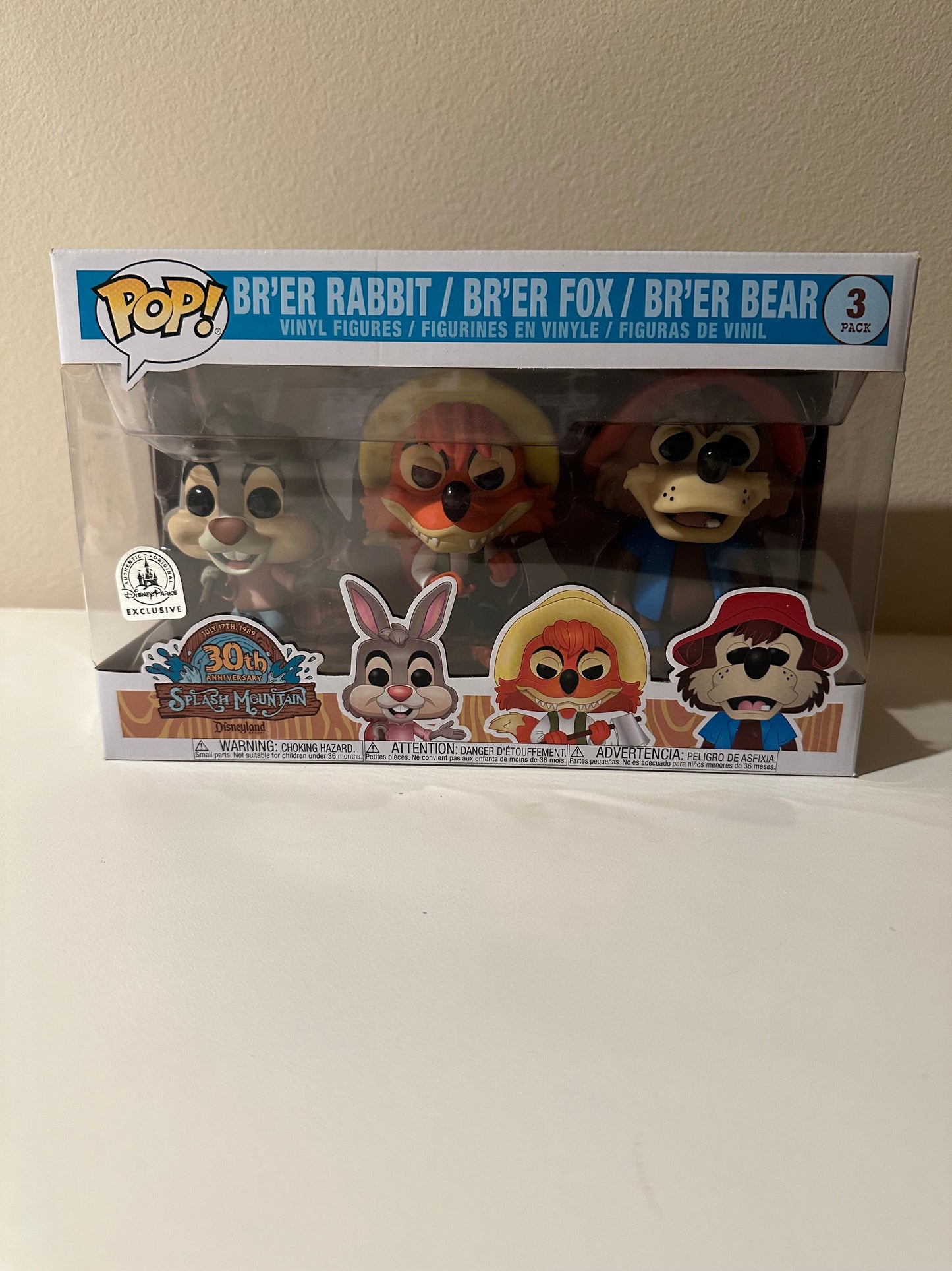 Funko Pop! Disney Parks Exclusive (30th anniversary) - Splash Mountain - 3pk Br'er Rabbit, Br'er Fox, Br'er Bear